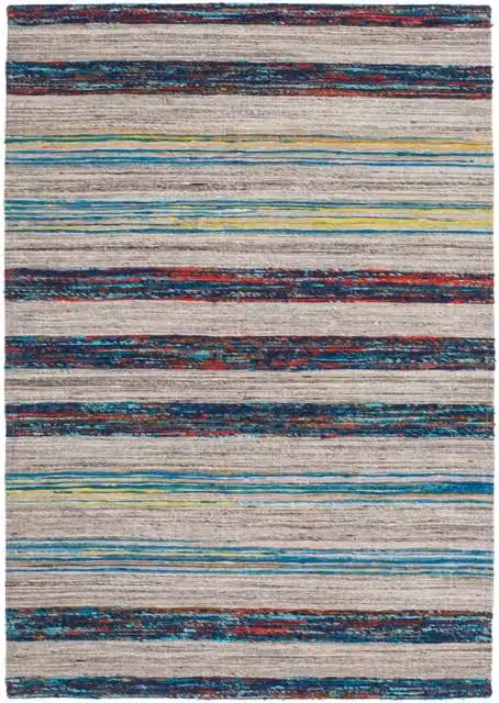 Tappeto Kilim Evita in lana e seta naturale e blu 120x170 cm