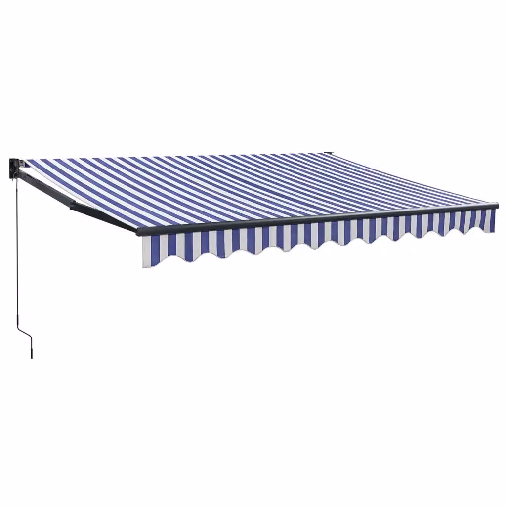 Tenda da sole retrattile vidaXL in alluminio e poliestere, Blu e Bianca, L: 350 cm, P: 250 cm – 2