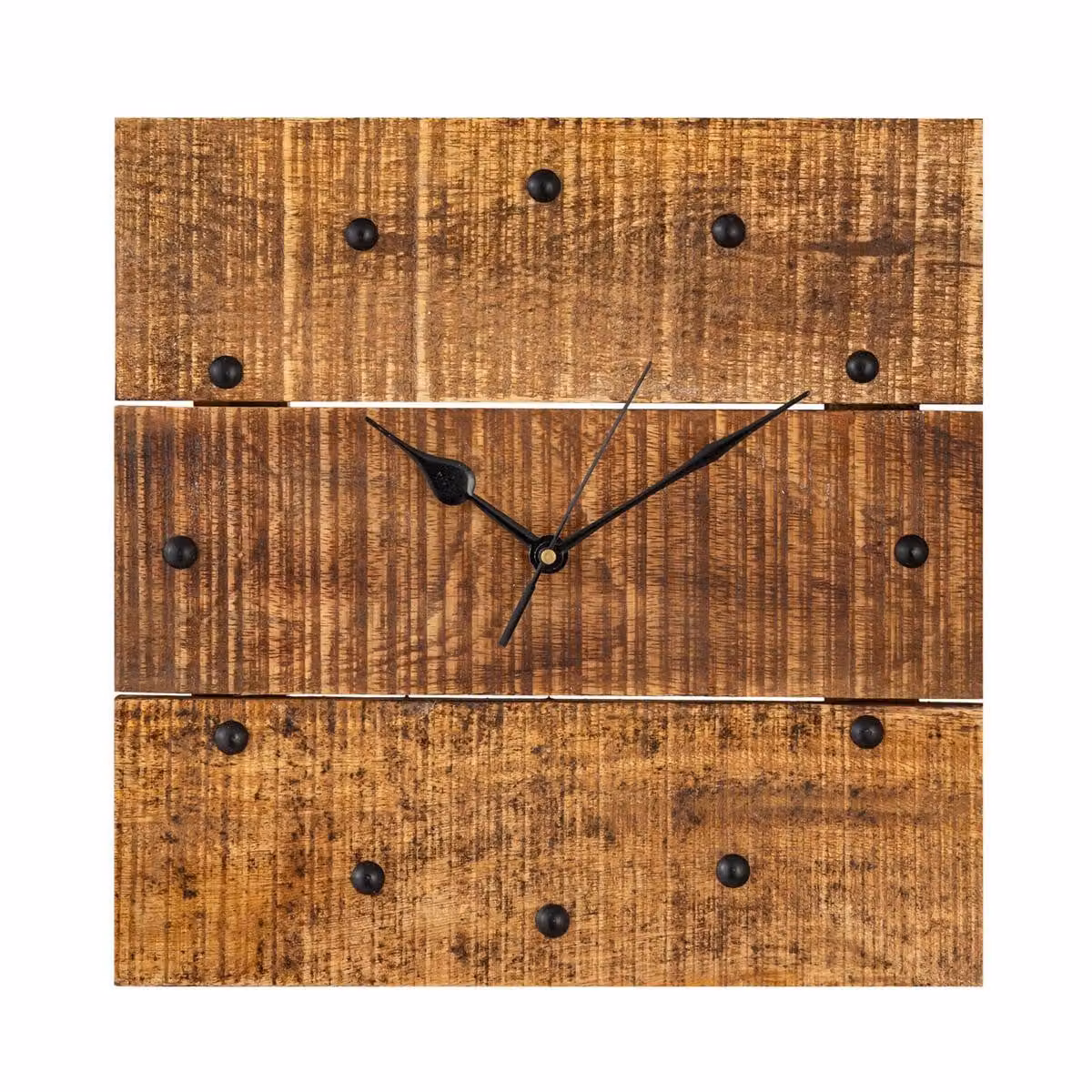 Orologio da parete in legno da salotto silenzioso quadrato in legno massiccio di mango