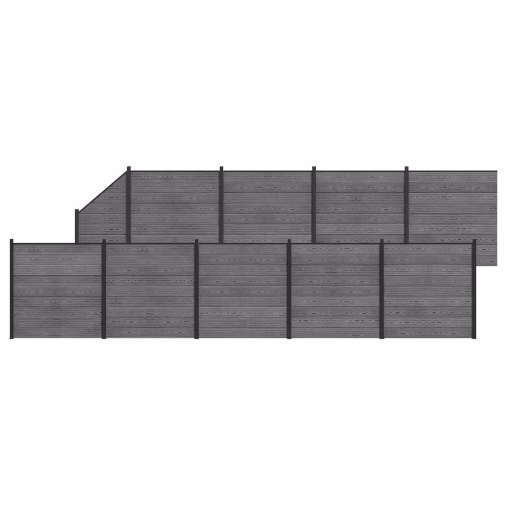 Set di 10 recinzioni vidaXL in WPC e alluminio grigio opaco, H: 186 cm – 2