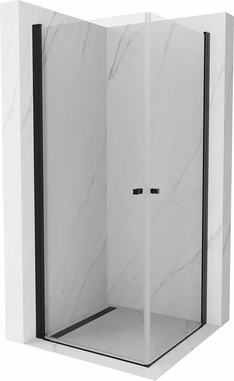 Mexen Pretoria Duo cabina doccia battente 80 x 80 cm, trasparente, nero - 852-080-080-70-00-02