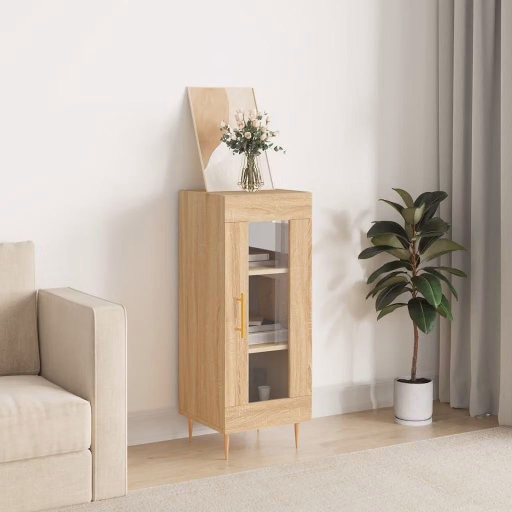 Credenza vidaXL in Rovere Sonoma e Legno Multistrato, Colore Marrone, L/P/H: 34,5 x 34 x 90 cm