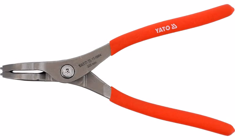 Pinza a becchi curvi per anelli di sicurezza, 225 mm, acciaio CrV