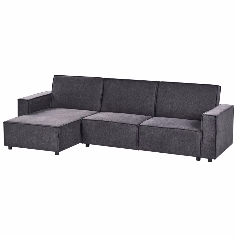 Divano letto angolare Beliani Grigio, modello moderno a L con funzione letto click-clack, imbottito in tessuto, lato destro L/P/H: 290 x 173 x 86 cm – 2