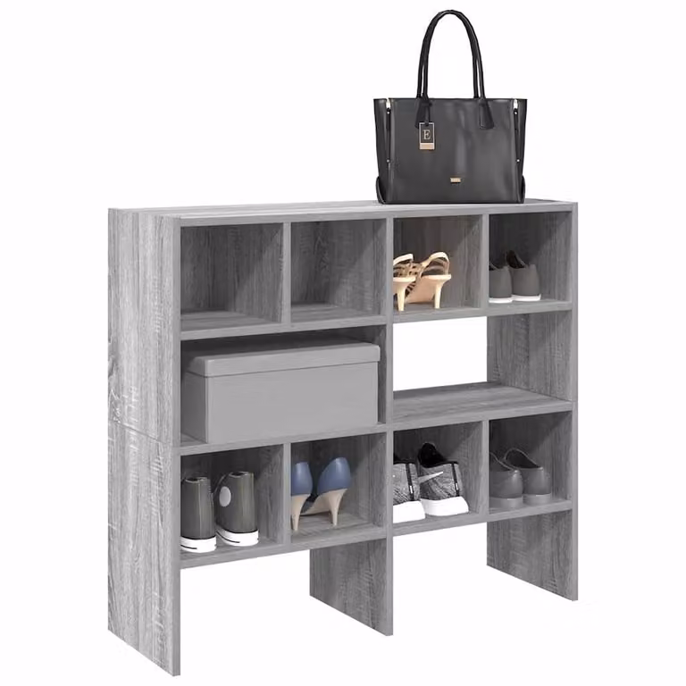 Set di 2 scarpiere impilabili vidaXL in stile moderno, colore grigio, H 89,5 x L 40 x P 30 cm