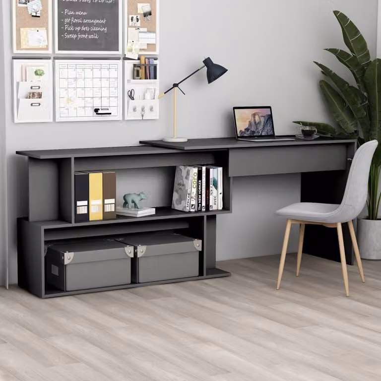 Maison Exclusive - Scrivania angolare grigia 200x50x76 cm in materiale derivato dal legno