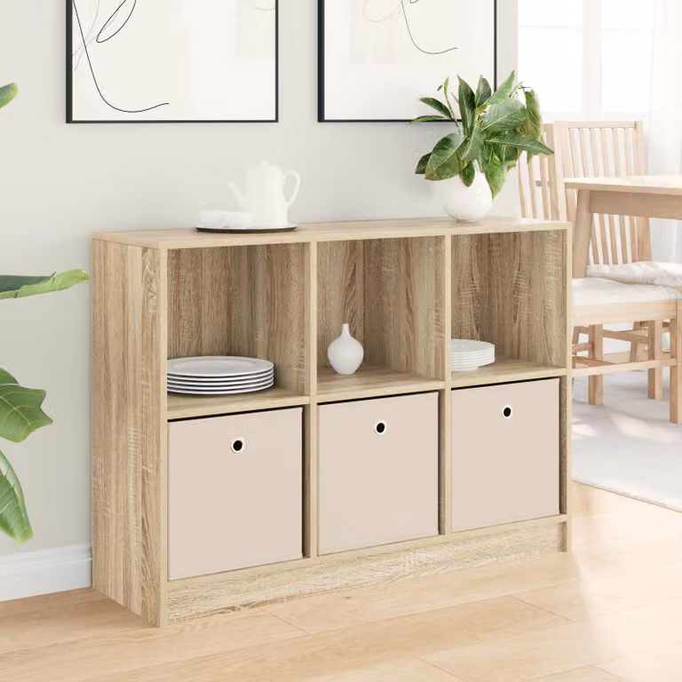 Credenza vidaXL in Rovere Sonoma, Colore Marrone e Beige, L 102 x P 32 x H 73,5 cm