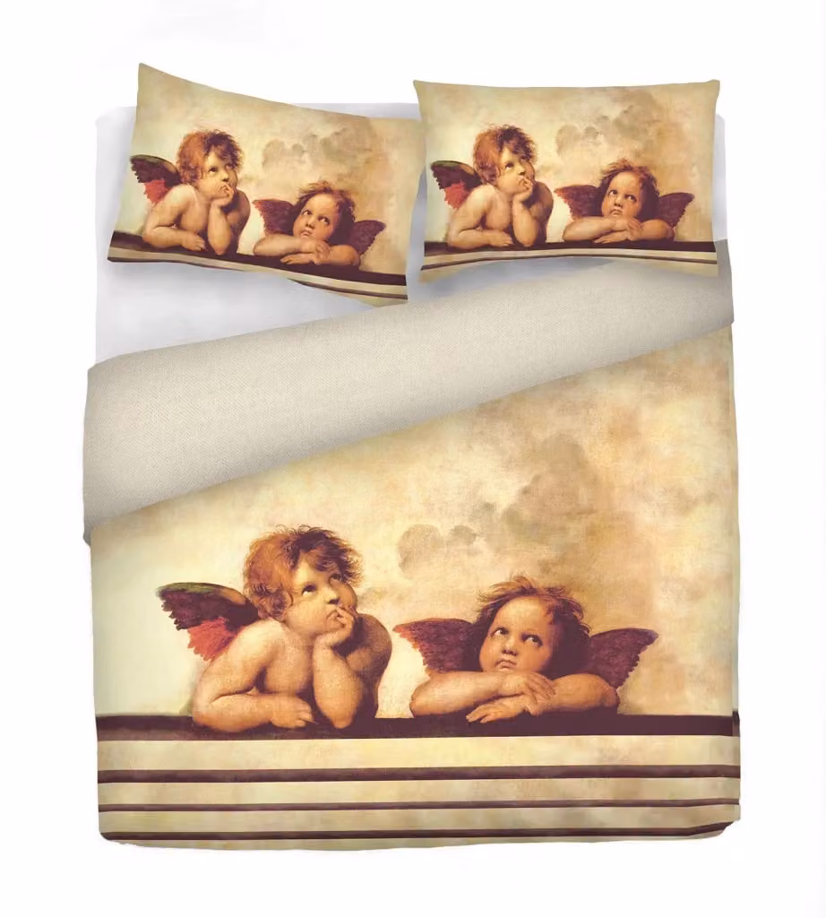 Copripiumino Matrimoniale GIORDANOSHOP in Cotone con Stampa Grafica Beige e Federe L/P: 200 x 220 cm – 2