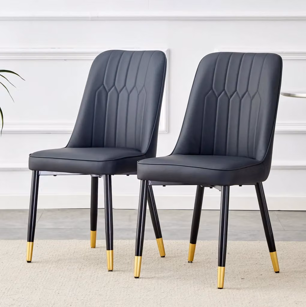 Sedia da pranzo moderna MODFU in ecopelle nera con gambe in metallo nero L/P/H: 43 x 41,5 x 120 cm – 2