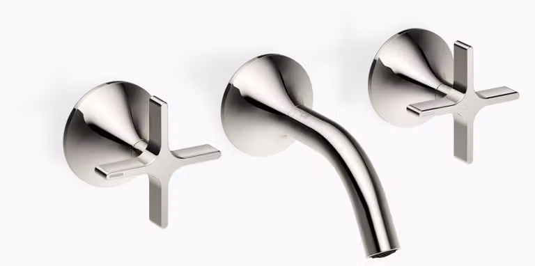 Dornbracht VAIA Mélangeur mural pour lavabo sans vidage, poignée croisillon, saillie 125mm, 36702809-08, 36702809-08