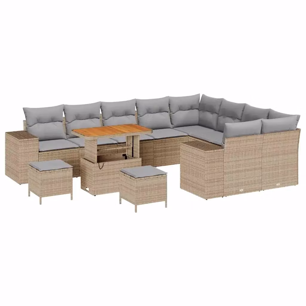 Set Divano da Giardino vidaXL 12 Pezzi a Forma di L con Cuscini Beige e Struttura in Metallo Resistente alle Intemperie – 2