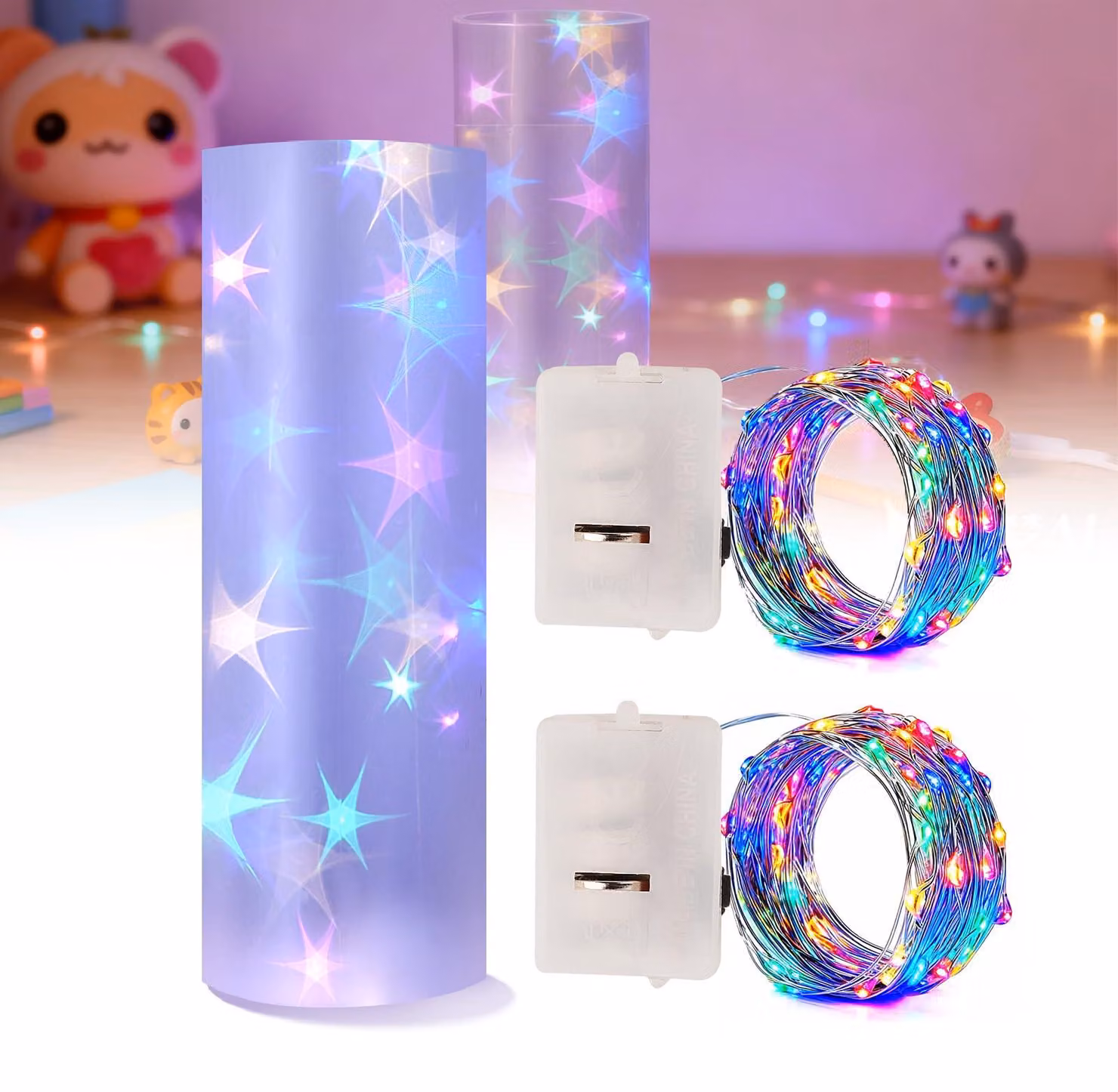 Catena luminosa con decorazioni a forma di stella, lunghezza 3 metri, 30 LED, alimentazione a batteria