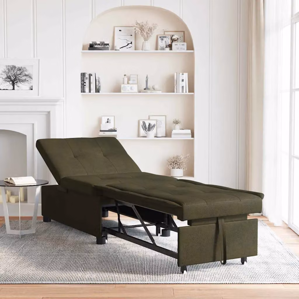 Divano letto vidaXL in tessuto Huahua verde militare L: 194 cm, P: 67 cm, H: 82 cm