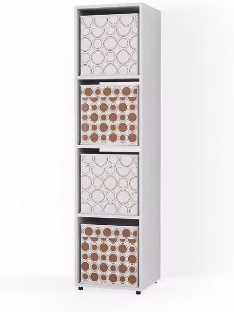 Scaffale Ludus Vicco Bianco con 2 scatole pieghevoli H: 142.5 cm, L: 36.2 cm, P: 33.0 cm