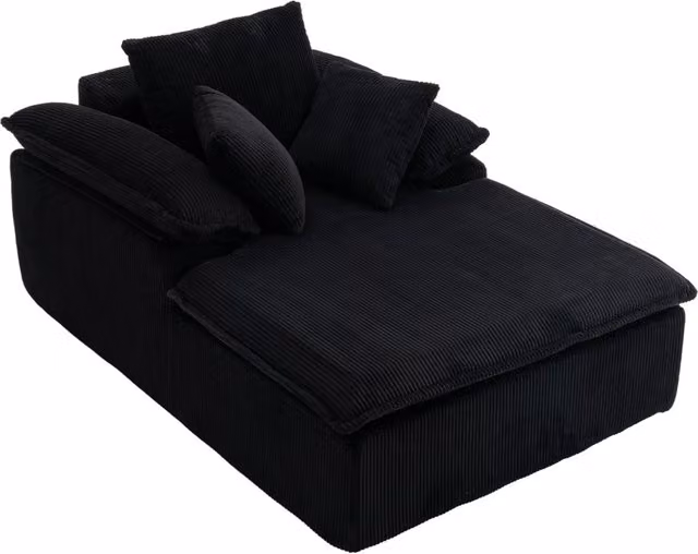 Divano reclinabile senza telaio in velluto a coste, 177x122x92 cm, con braccioli larghi 32 cm