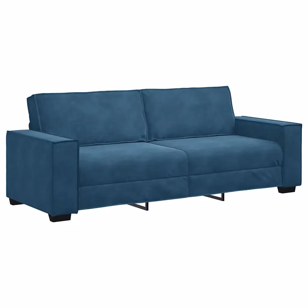 Divano a 3 posti moderno in velluto blu vidaXL L: 220 cm, P: 78 cm, H: 84 cm – 2