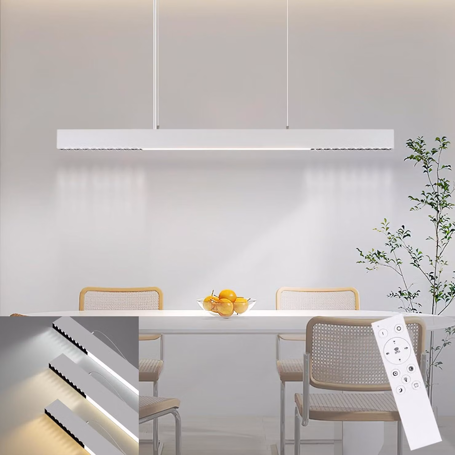 ZMH LED luce a sospensione lampada a sospensione soggiorno moderno pranzo lampada da tavolo dimmerabile con telecomando luce a sospensione150CM altezza regolabile sala da pranzo camera da letto B
