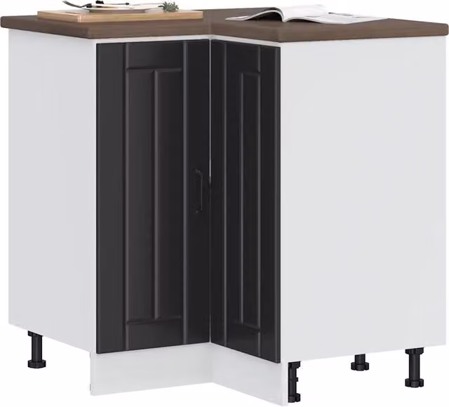 Mobile Base ad Angolo per Cucina Lucca Design Mania Nero Opaco in Legno Multistrato L: 75.5 cm, P: 81.5 cm, H: 75.5 cm