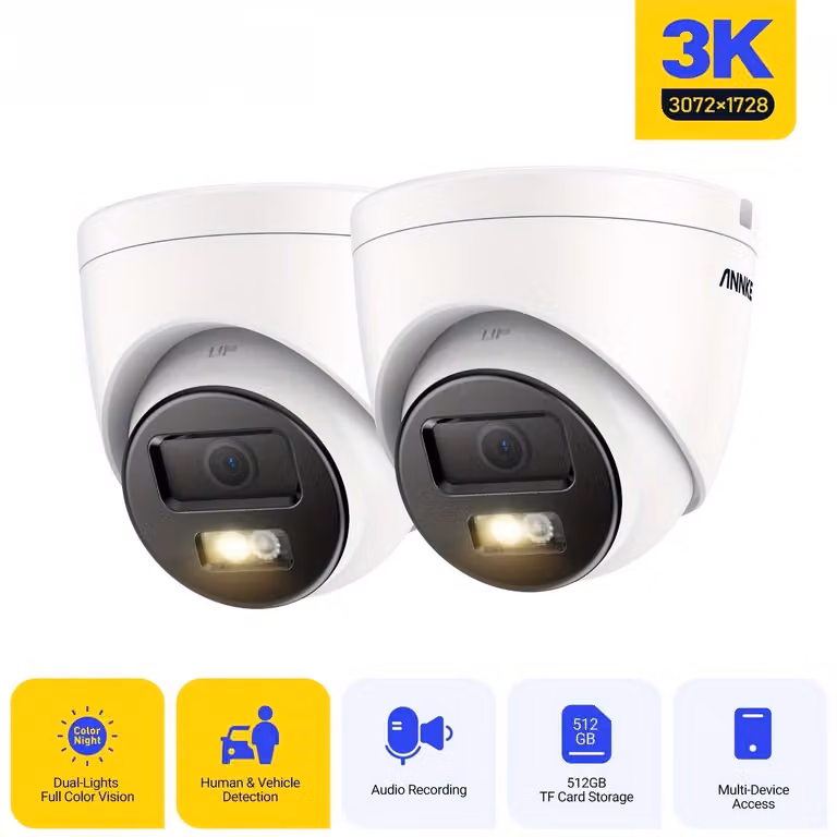 Telecamera di sicurezza - Telecamera di sorveglianza - Telecamera a cupola - Telecamera a torretta - Telecamera CCTV - Set di 2