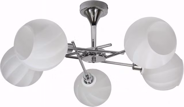 Lampadario a sospensione Candellux Raul in metallo e vetro cromo e bianco con 5 lampadine E14