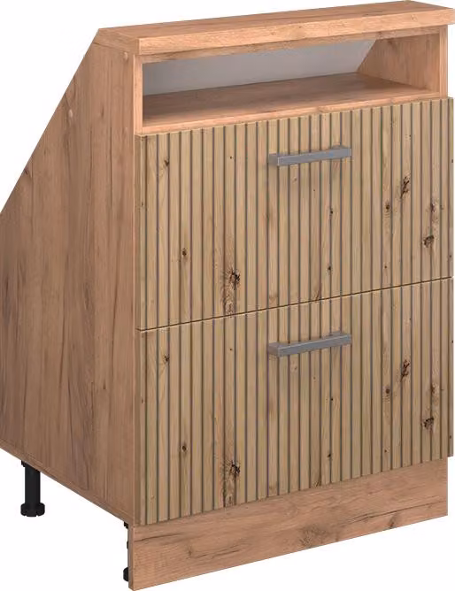 Mobile cucina sottotetto Vicco R-Line Rovere artigianale 60 cm con 2 cassetti, Model 58224