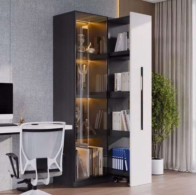 Vetrina multifunzione 70×40×160 cm con LED e vano estraibile