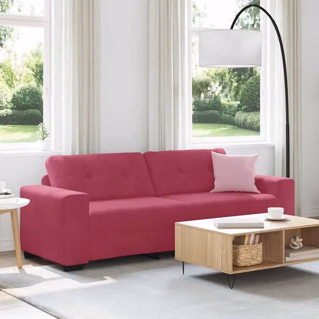 Divano 3-Persone con cuscino Rosso vino Velluto 4105138