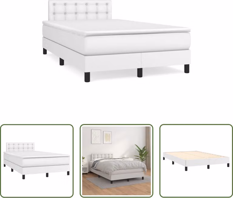 The Living Store Letto a molle con materasso bianco 120x190 cm in Pelle finta