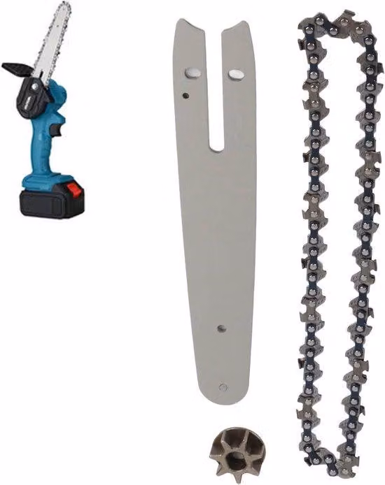 Catena per motosega elettrica, pignone in acciaio da 186 mm, barra da 230 mm, motosega da 6 pollici con kit di scorrimento per catena, per piccole motoseghe elettriche, portatile
