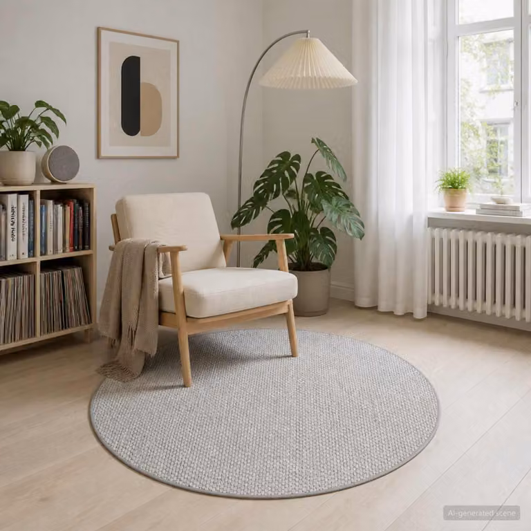 vidaXL Tappeto Grigio Ø 120 cm 100% Poliestere 3 mm Lavabile