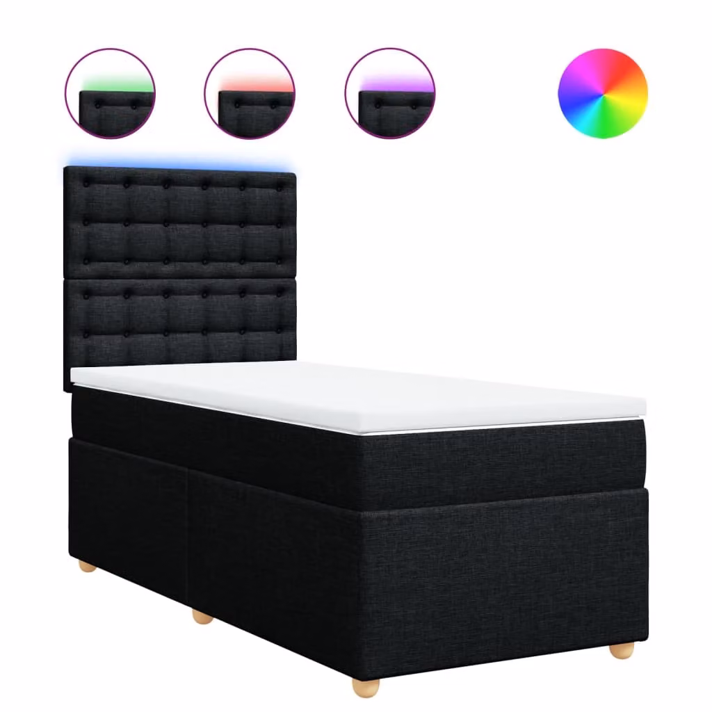 Giroletto a Molle con Materasso Nero 100x200 cm in Tessuto