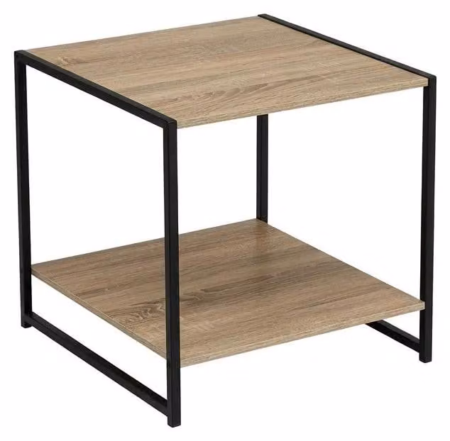 Tavolo Urban Quadrato Moderno Legno e Metallo Soggiorno Salotto 50x50x50cm