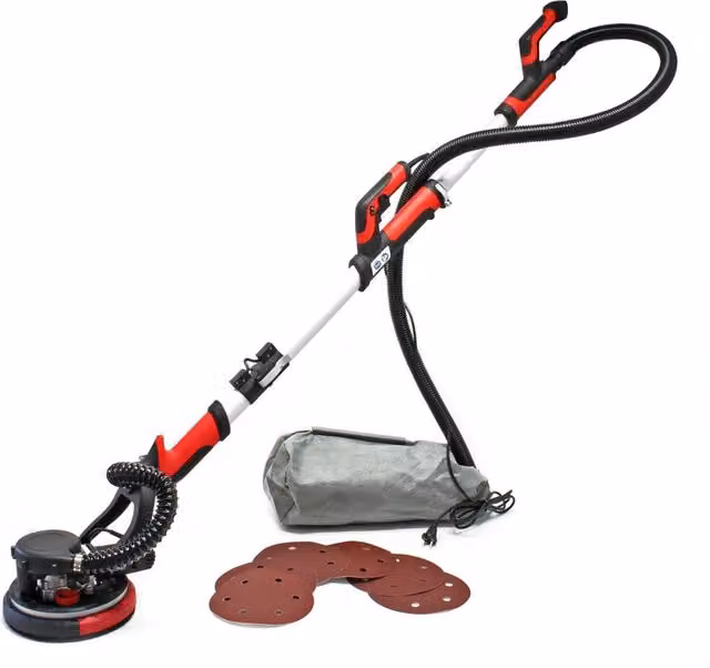 Levigatrice professionale a braccio lungo rossa con mola abrasiva da 225 mm e potenza di 750 W