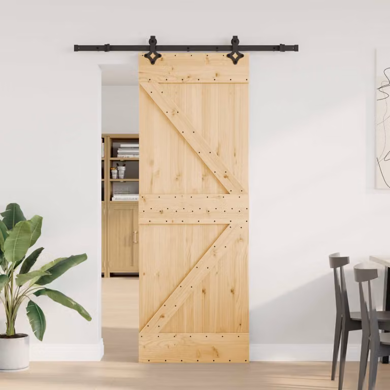 Porta scorrevole vidaXL NARVIK L: 152,5 cm x H: 210 cm, Naturale e Nero