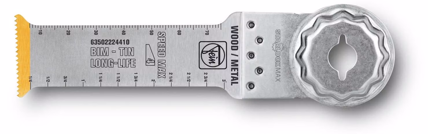 Lama bi-metallica Fein E-Cut con rivestimento TiN, lunghezza 90 mm, larghezza 32 mm, confezione da 5 | 63502224430