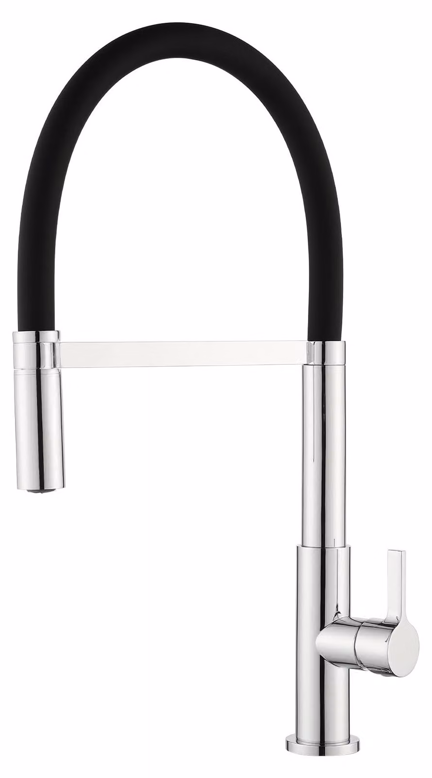 Miscelatore da cucina estraibile, cromato, monocomando, con tubo in silicone