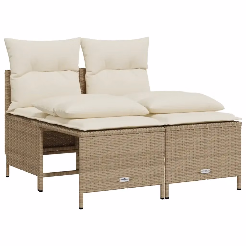 Set Divano da Giardino a L vidaXL con Cuscini Beige e Struttura in Metallo e Polyrattan – 2