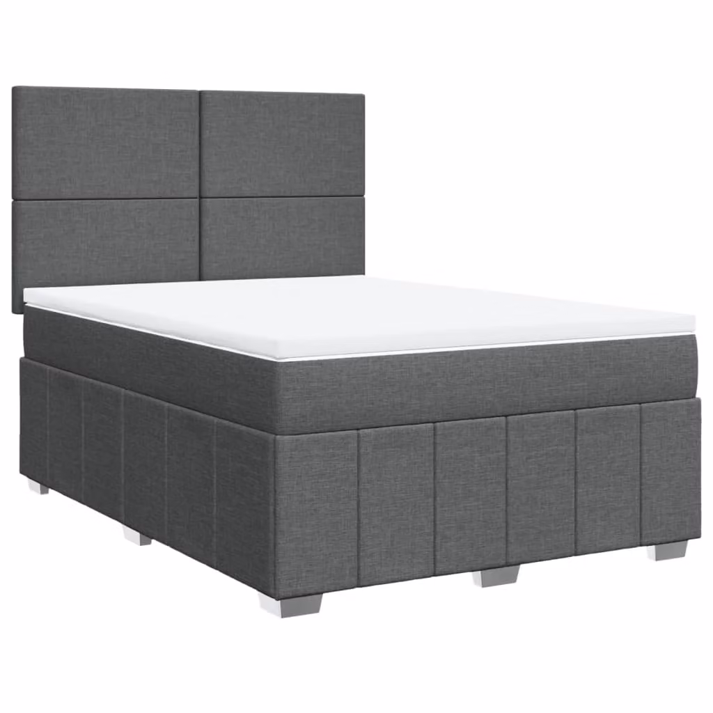 Giroletto a Molle con Materasso Grigio Scuro 140x190 cm Tessuto