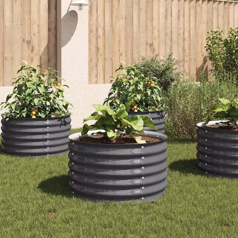 Letto rialzato da giardino vidaXL in acciaio zincato grigio L 80 cm x P 80 cm x H 44 cm