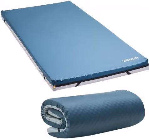 Materasso Ibrido VEVOR per Letto Ospedaliero in Schiuma a Doppio Strato, Blu, con Rivestimento Impermeabile in Pelle Sintetica, L/P/H: 193 x 90 x 8,64 cm