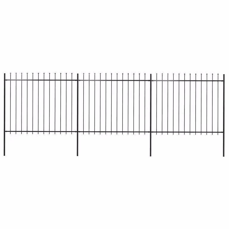 Recinzione da giardino vidaXL in acciaio nero con punta a lancia L: 504 cm, H: 150 cm