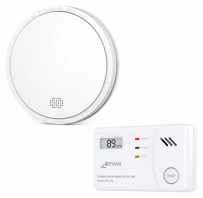 Rilevatore di fumo, durata della batteria di 10 anni, allarme sonoro di 85 dB, 1 rilevatore di fumo e 1 rilevatore di monossido di carbonio