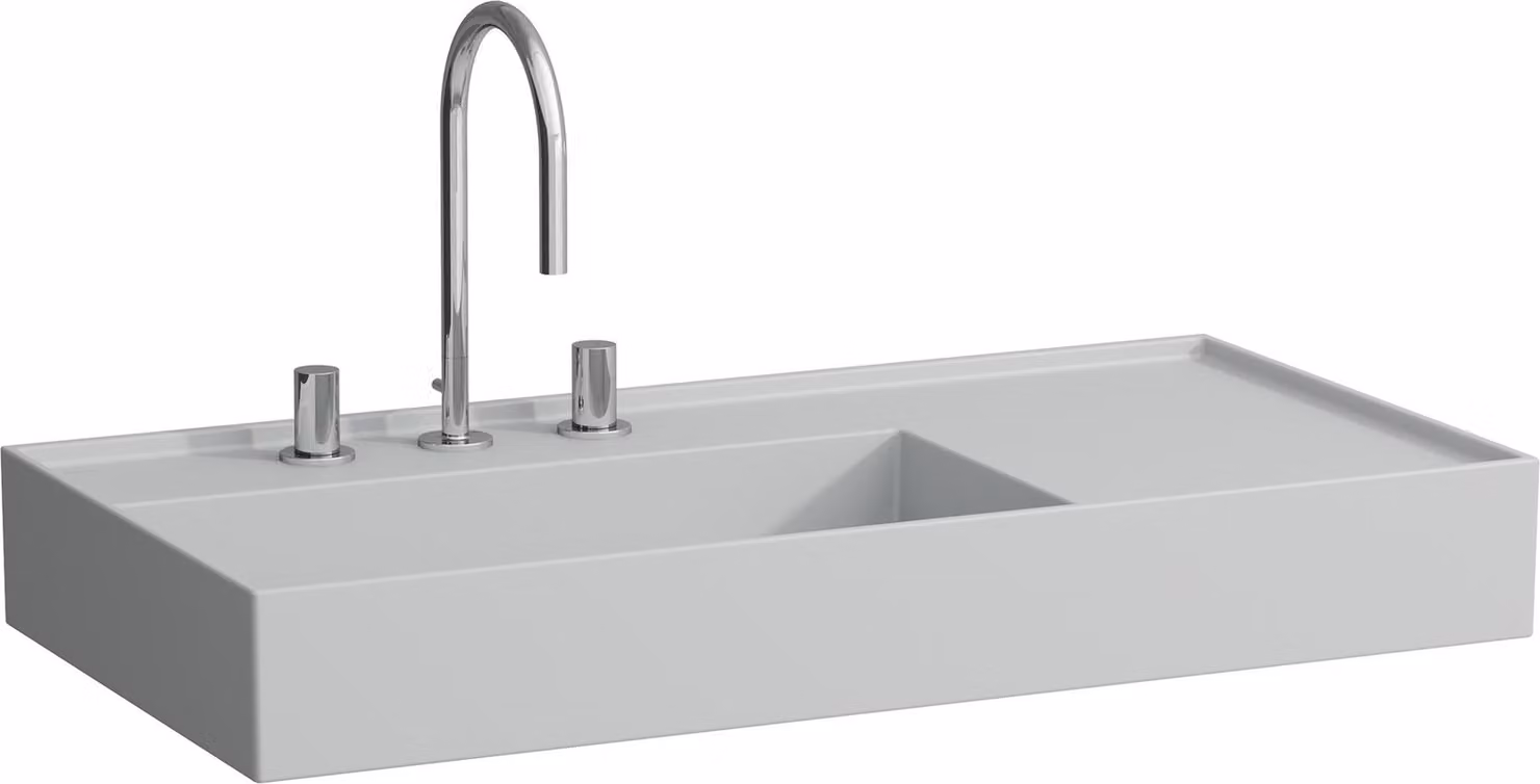 LAUFEN Kartell lavabo, 2 trous pour robinets, sans trop-plein, tablette à droite, 900x460mm, H8103387598151, H8103387598151