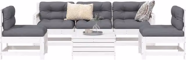 Set Divani da Giardino 6 pz Bianco in Legno Massello di Pino 3250729