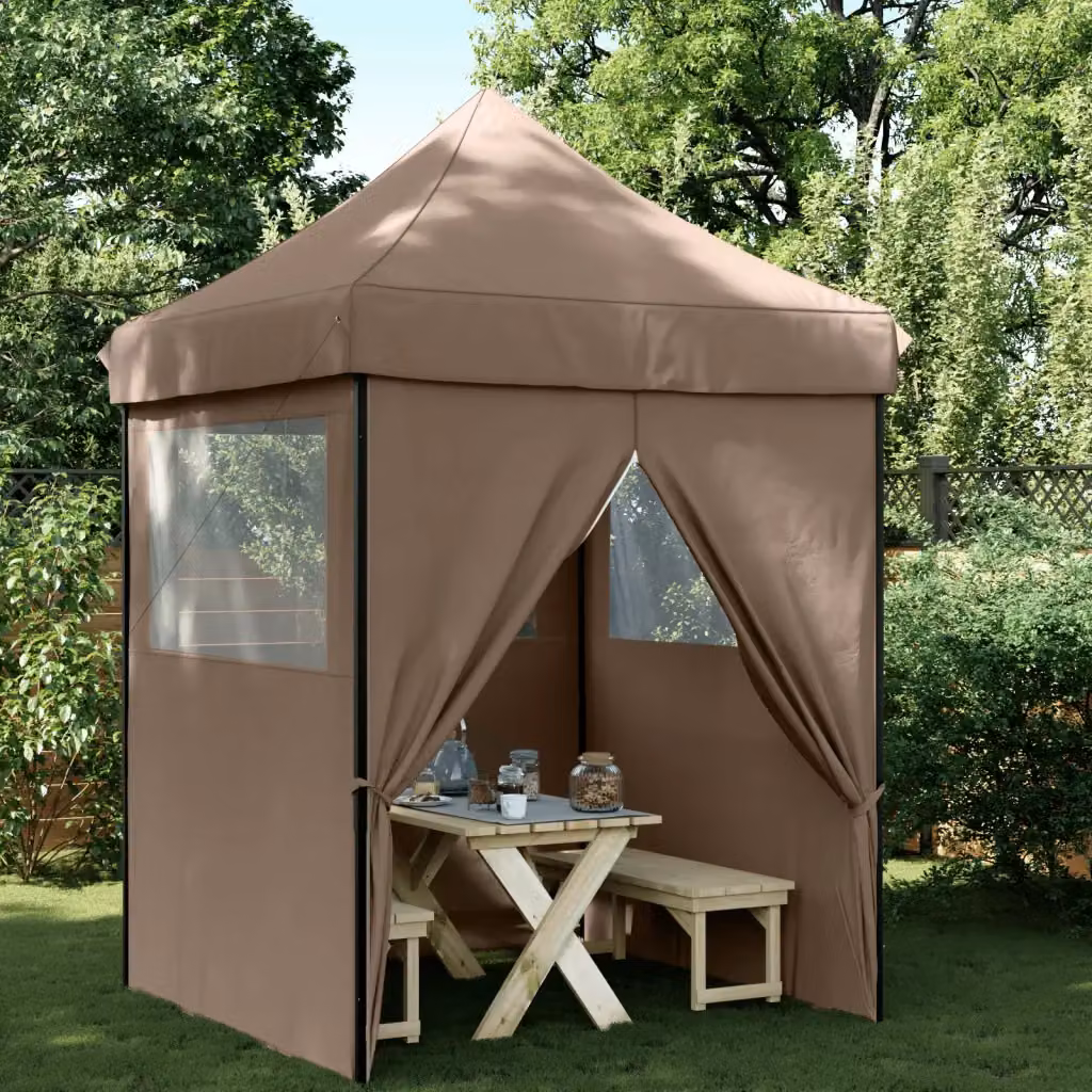 Tendone per feste pieghevole pop-up con 4 pareti vidaXL colore marrone e nero L: 306 cm, P: 200 cm, H: 200 cm