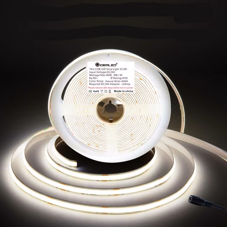 Striscia LED COB da 10 metri, 4000K (bianco luce diurna), flessibile, con 4800 LED