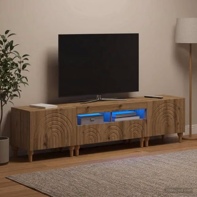 Mobile TV LED a 3 pezzi Rovere Artigianale Legno ingegnerizzato 3416510