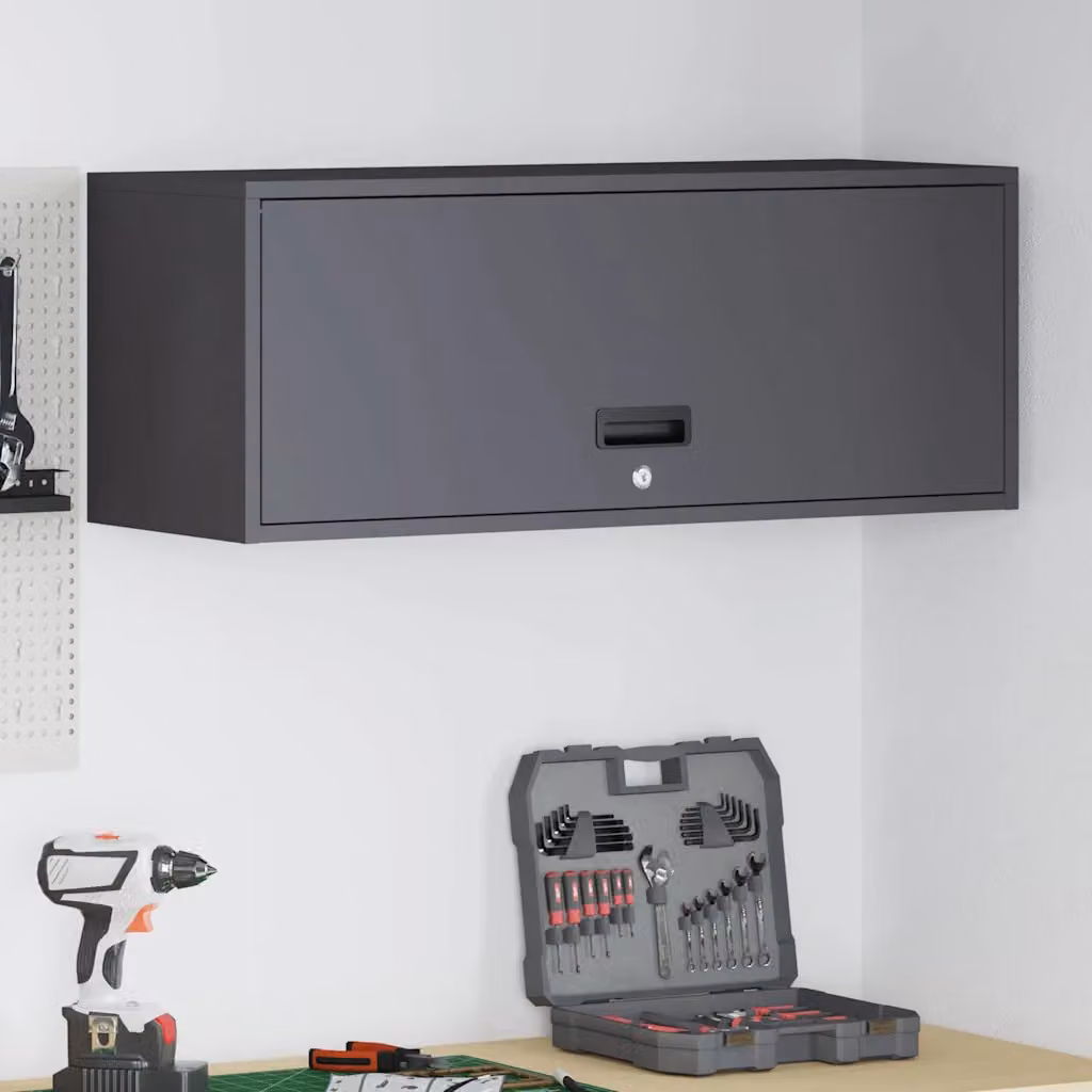 vidaXL Armadio a muro per garage Nero 90 x 33 x 35 cm
