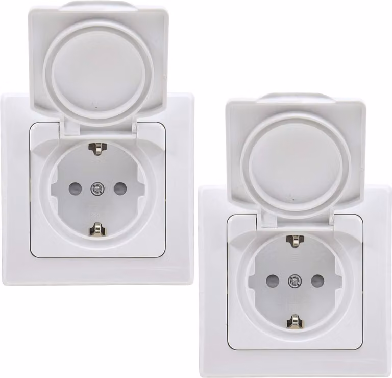 Presa di corrente DELPHI IP44 con coperchio a cerniera incl. telaio 230V 2x presa di corrente con contatto di protezione da incasso Per - Accettabile