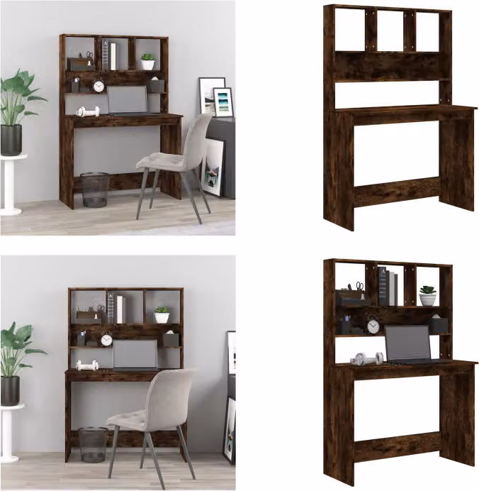 vidaXL Scrivania con ripiano in rovere fumé 102x45x148 cm materiale a base di legno - Scrivania - Scrivanie - Scrivania per ufficio - Scrivania per computer